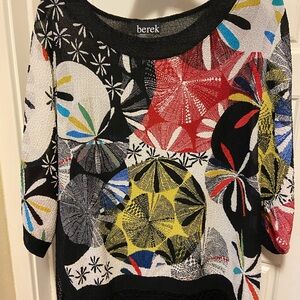 Berek Black and Red Tunic with Geometric Patterns